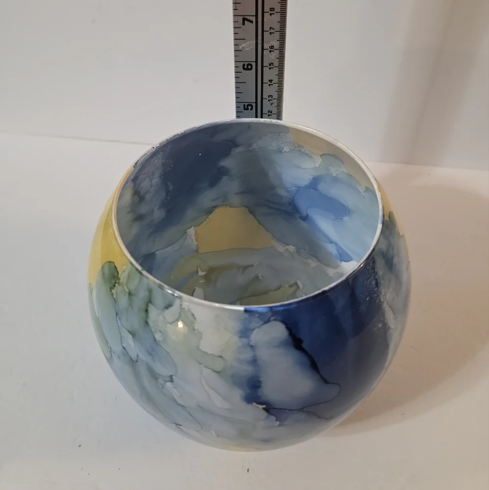 Reverse Painted Rose Bowl Candy Dish